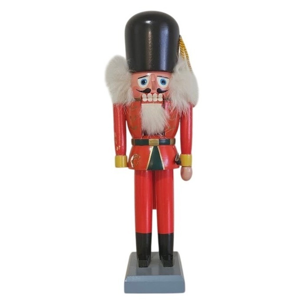 Vintage Erzgebirgische Volkskunst Nutcracker 11" German Red Soldier Christmas